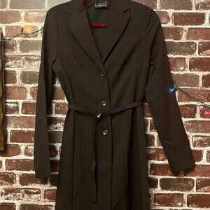 Dynamite Brown Pinstripe Trench Dress - Size 5/6
